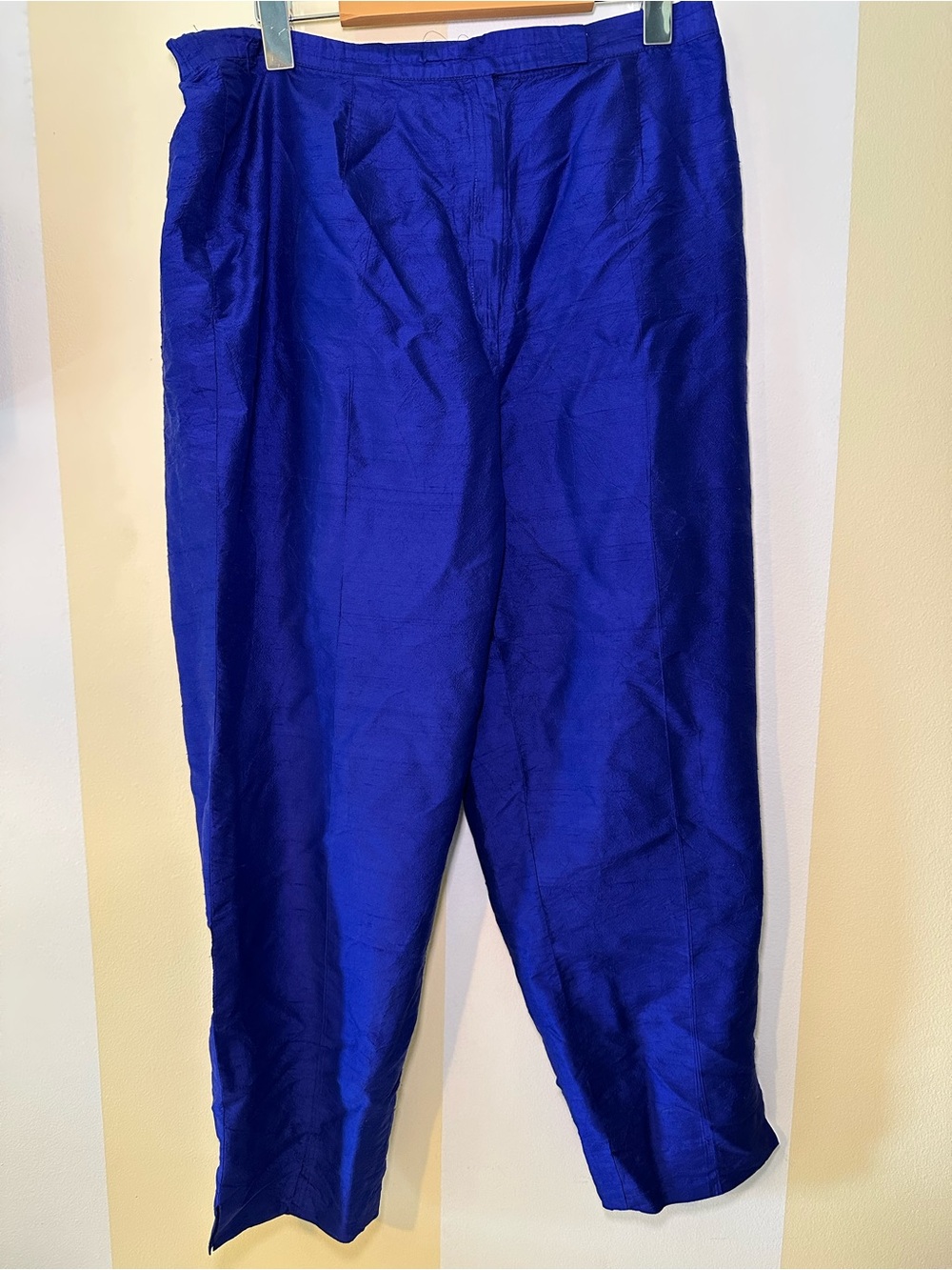 Vintage Jones New York 100% Silk Pants Royal Blue 16W High Waisted Trousers